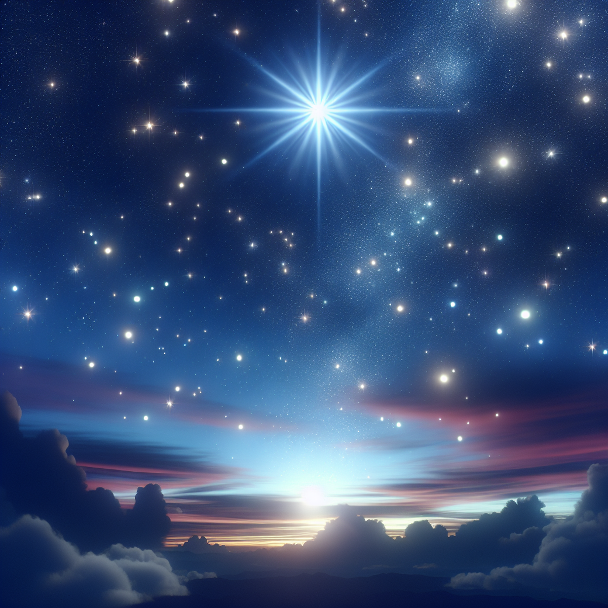 A bright star shining in a serene night sky.