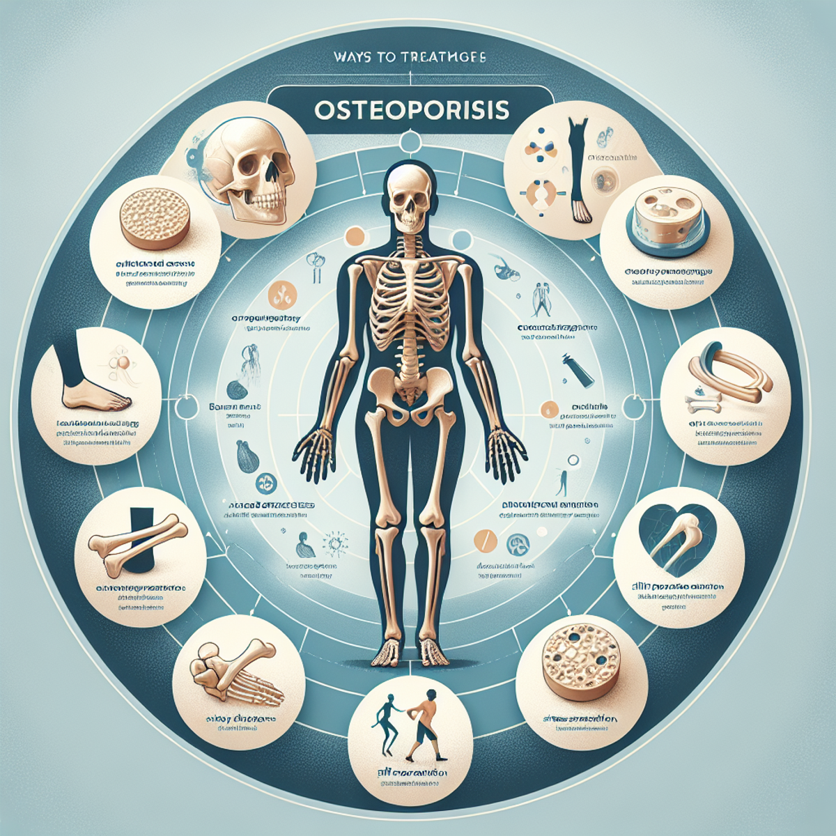 A digital art image of a dumbbell and a yoga mat, symbolizing exercise for osteoporosis treatment.