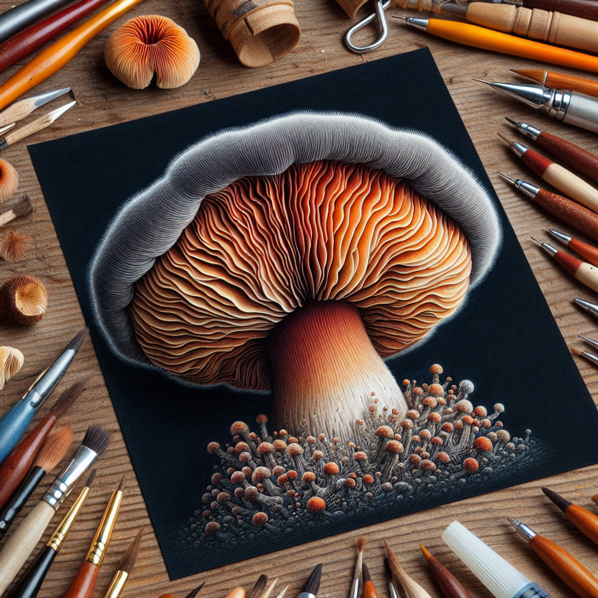 Close-up image of a lion's mane mushroom with intricate details and vibrant colors.