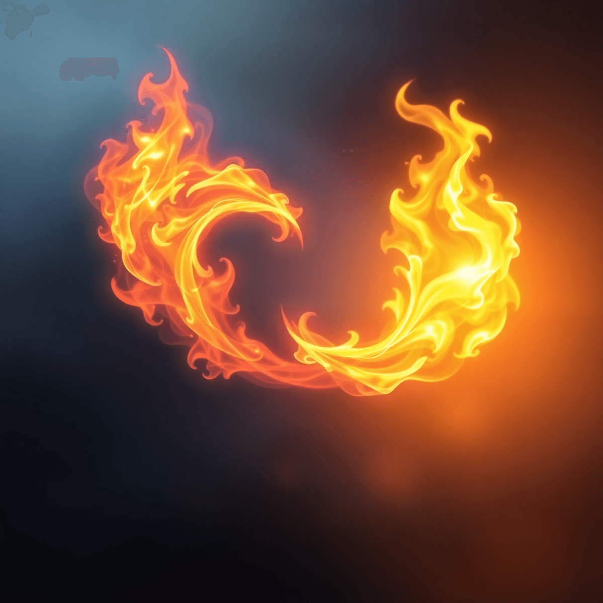 Two vibrant, intertwined flames glow against a serene, ethereal background filled with soft light and subtle stars, symbolizing deep spiritual connect